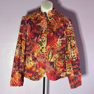 Coldwater Creek Cotton Jacket PS Petite Fall Colors Zip Front Casual Layering